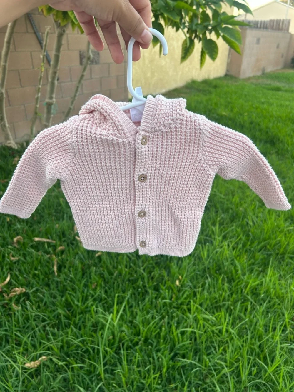Carter's Pink Knit Baby Hoodie with Ear Detail